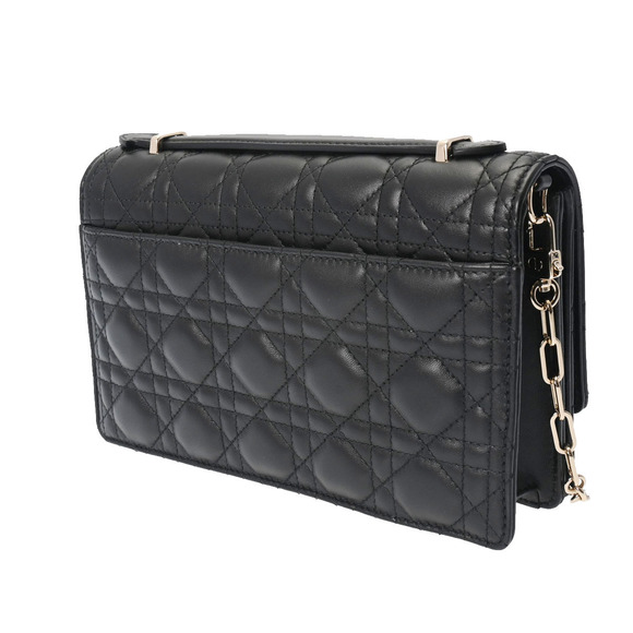 Christian Dior Top Handle Bag Lambskin Shoulder Bag Black - Picture 2 of 8